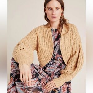 Anthropologie Women’s Knit Chunky Cropped Rae Plush Open Cardigan Size XS *read